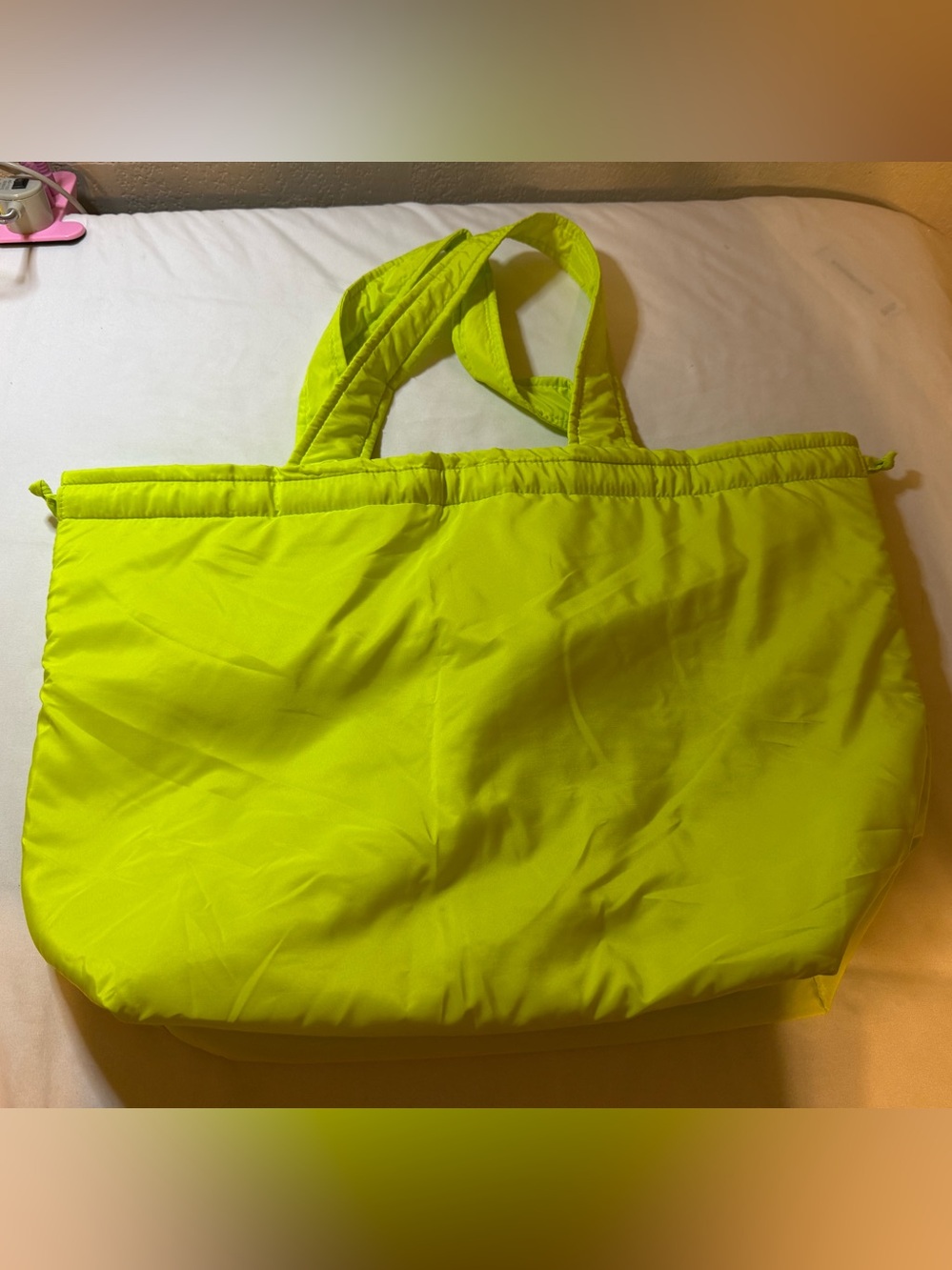 Ulta Beauty Neon Yellow Quilted Tote